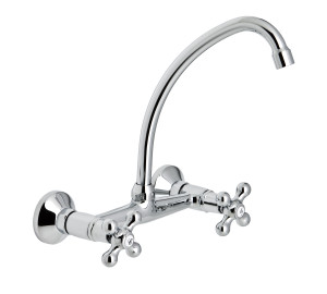 NEW REGENT 20 cm wall sink mixer with swan neck spout